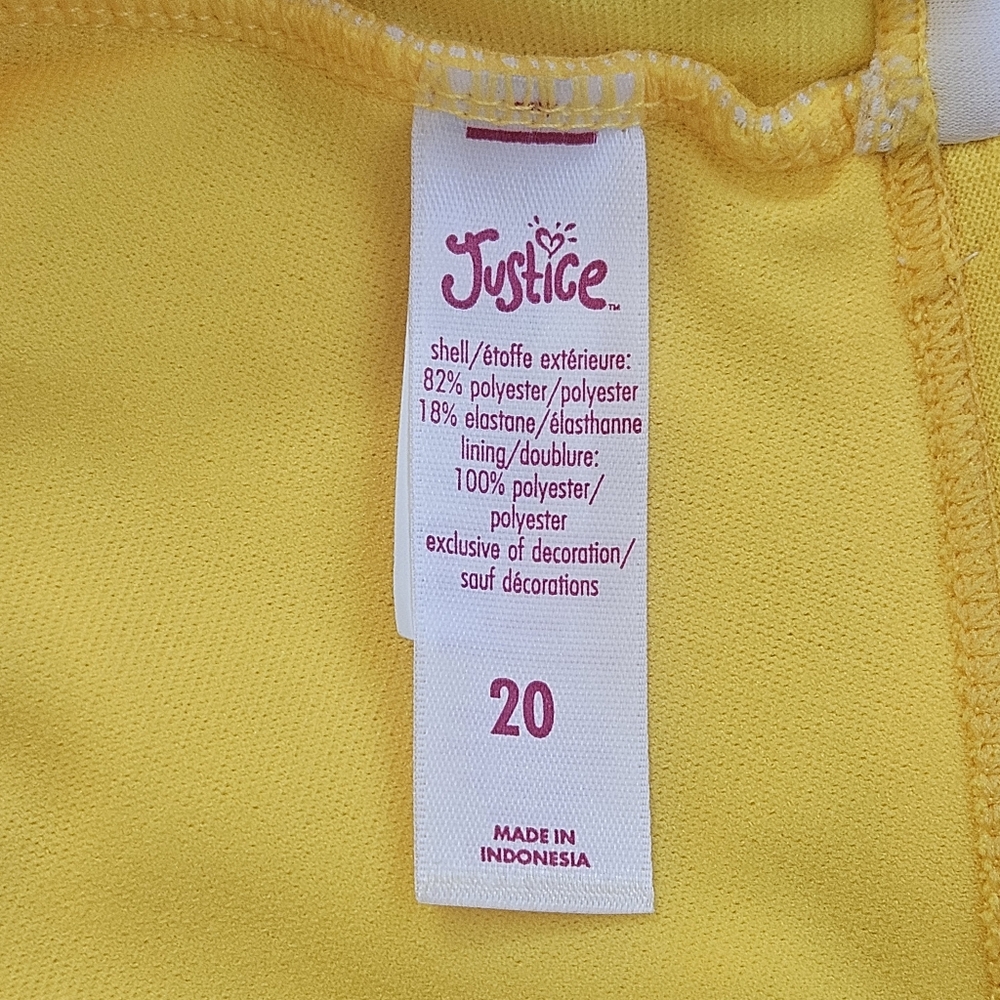 Justice Swimsuit Girls Sz 20 Yellow & White Striped One-Shoulder Scallop NWOT - Picture 8 of 10
